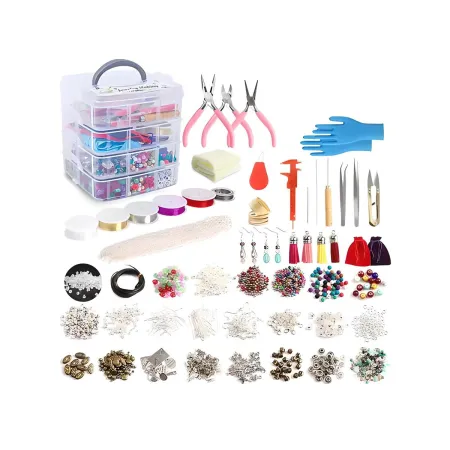 Zestaw Do Tworzenia Robienia Biżuterii, Bransoletek, Charmsy, Zawieszki, Koraliki 1960el. Kuferek