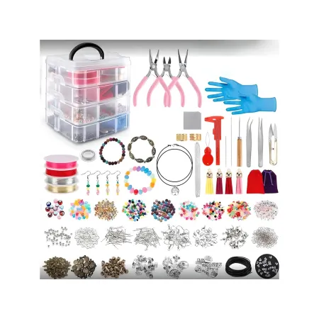 Zestaw Do Tworzenia Robienia Biżuterii, Bransoletek, Charmsy, Zawieszki, Koraliki 2062el. Kuferek