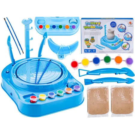 Koło Garncarskie NIEBIESKIE - Mały Artysta - farbki, masa, koło, narzędzia