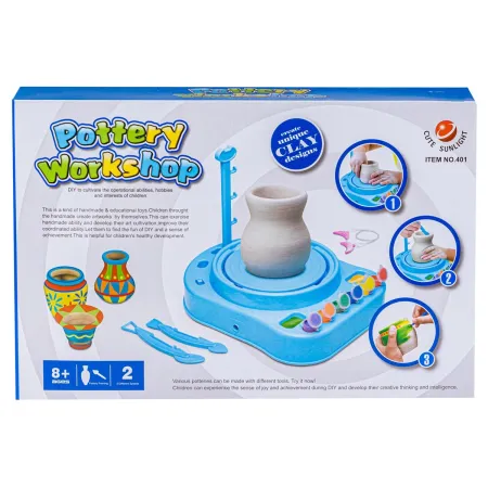 Koło Garncarskie NIEBIESKIE - Mały Artysta - farbki, masa, koło, narzędzia-1651130