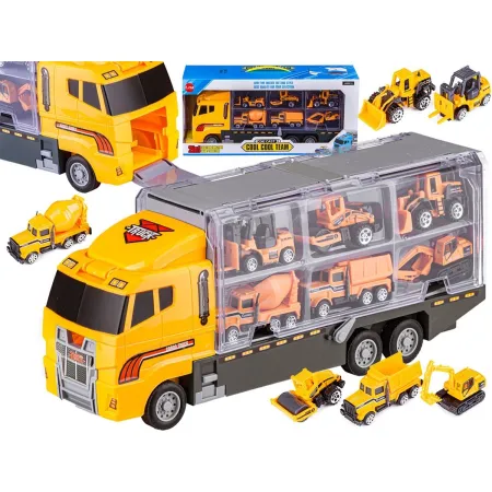 Ciężarówka, Transporter + Auta, Otwierana Laweta, Pojazdy Budowlane 7w1 Przecena 1-1651144