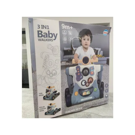 Chodzik Edukacyjny 3w1 Pchacz  Hulajnoga Jeździk Niebieski Przecena 1-1651243