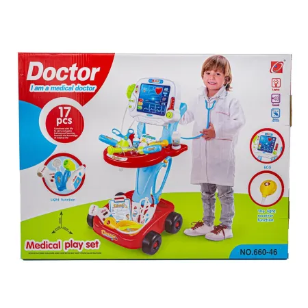 Wózek Lekarski Z Akcesoriami, Zestaw Doktora Czerwony-1742634