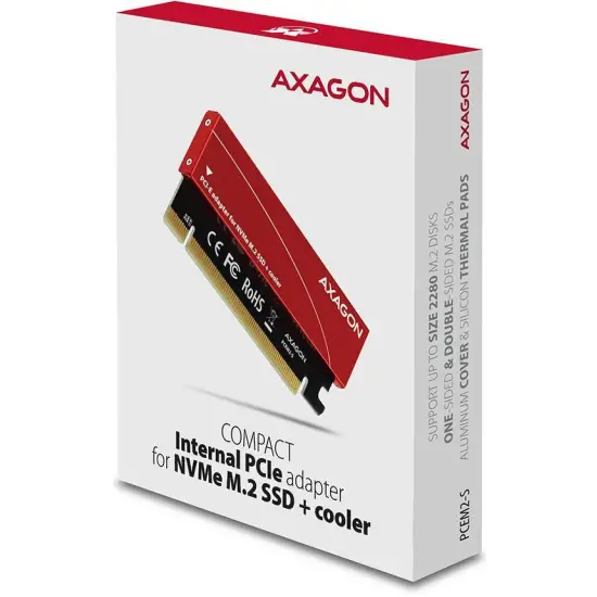 Axagon PCEM2-S Adapter wewnętrzny PCIe x16, 1x M.2 NVMe M-ke-1740642
