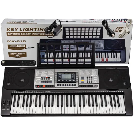 Keyboard Organy 61 Klawiszy Zasilacz MK-816 Z Funkcją Nauki Gry Przecena 9
