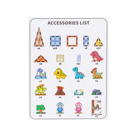 Konstrukcyjne Klocki Magnetyczne PARK DINOZAURÓW 90 El.-1876043