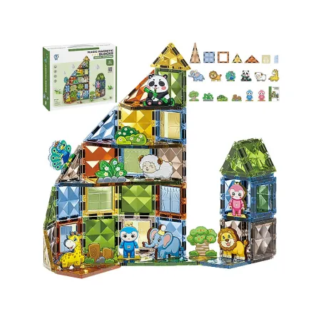 Konstrukcyjne Klocki Magnetyczne ZWIERZĘTA 82 El.-1876072