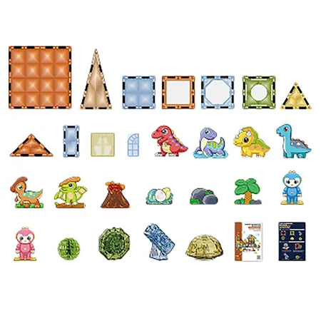 Konstrukcyjne Klocki Magnetyczne Świecące Elementy PARK DINOZAURÓW 124 El.-1876090