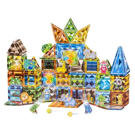 Konstrukcyjne Klocki Magnetyczne Świecące Elementy ZWIERZĘTA 124 El.-1876093