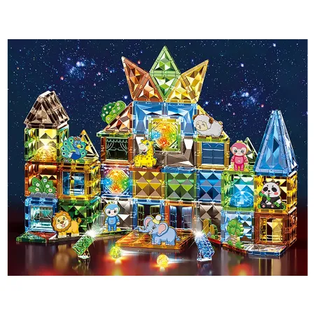 Konstrukcyjne Klocki Magnetyczne Świecące Elementy ZWIERZĘTA 124 El.-1876102