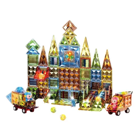 Konstrukcyjne Klocki Magnetyczne Świecące Elementy + Pojazdy 147 El.-1876119