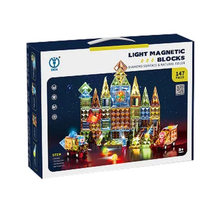 Konstrukcyjne Klocki Magnetyczne Świecące Elementy + Pojazdy 147 El.-1876120