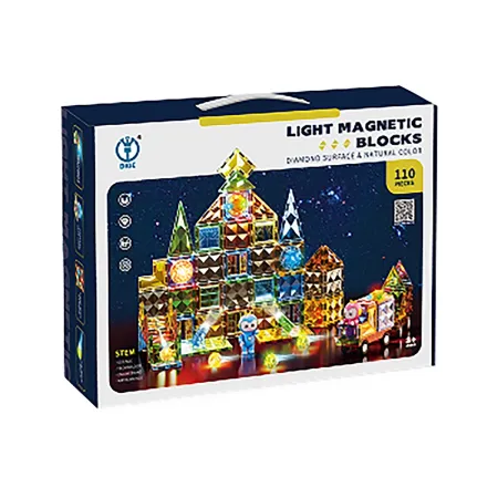Konstrukcyjne Klocki Magnetyczne Świecące Elementy + Pojazdy 110 El.-1876137