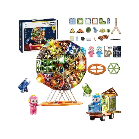 Konstrukcyjne Klocki Magnetyczne Świecące Elementy, Diabelski Młyn 87 El.-1876150