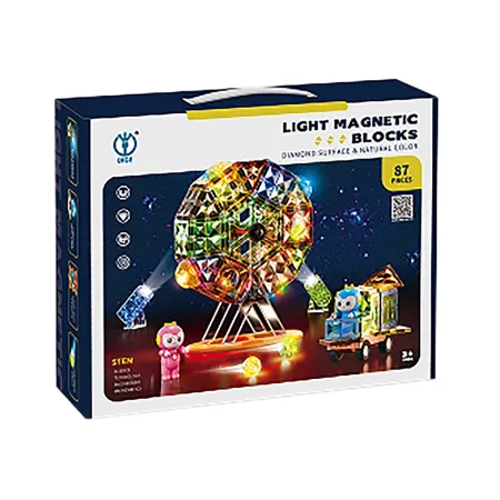 Konstrukcyjne Klocki Magnetyczne Świecące Elementy, Diabelski Młyn 87 El.-1876154