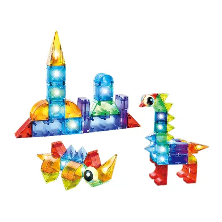 Klocki Magnetyczne, Konstrukcyjne, Świecące Elementy, Figury 3D 94 El.-1876176