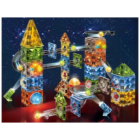 Klocki Magnetyczne Konstrukcyjne TOR KULKOWY Świecące Elementy 142 El. Kulodrom-1876199