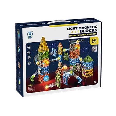 Klocki Magnetyczne Konstrukcyjne TOR KULKOWY Świecące Elementy 142 El. Kulodrom-1876201