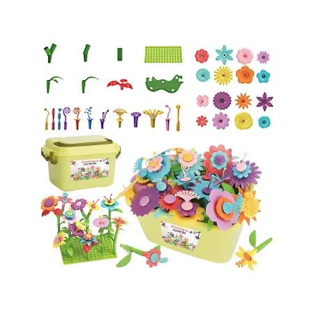 Klocki konstrukcyjne w kuferku, Ogród Kwiatki, Zestaw Do Zbudowania Kwiatowej Kompozycji 135 El.-1876296
