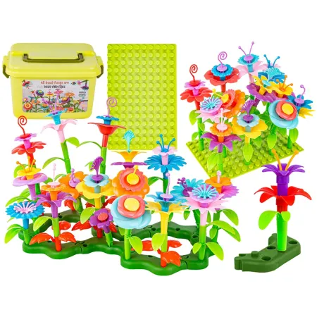 Klocki konstrukcyjne w kuferku, Ogród Kwiatki, Zestaw Do Zbudowania Kwiatowej Kompozycji 135 El.