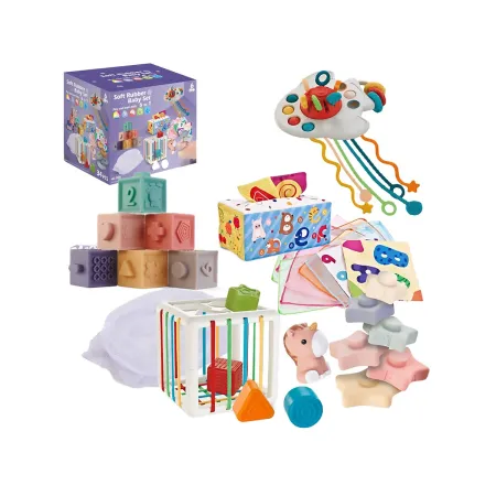 Zabawki Sensoryczne Miękkie klocki 6w1, Gryzak, Sensoryczna Wieża Karty Dla Dzieci-1876930