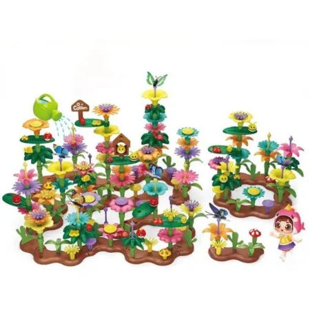 Klocki Konstrukcyjne 322 elementy, Zestaw Do Zbudowania Kwiatowej Kompozycji, Ogród + Kwiatki-1877166