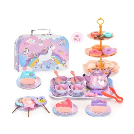 Zestaw kawowy w kuferku, Czajnik, Filiżanki, Słodycze + Akcesoria 48 el.-1877194