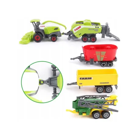 Zestaw Maszyn Rolniczych, Farma, Autka Traktory Resoraki + Akcesoria-1877201