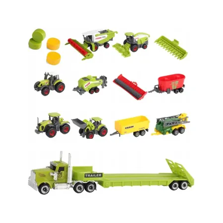 Zestaw Maszyn Rolniczych, Farma, Autka Traktory Resoraki + Akcesoria-1877202