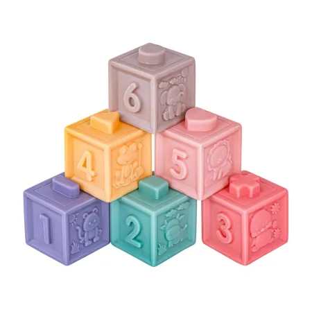 Zabawki Sensoryczne Miękkie klocki 6w1, Gryzak, Sensoryczna Wieża Karty Dla Dzieci-1886485