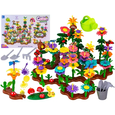 Klocki Konstrukcyjne 322 elementy, Zestaw Do Zbudowania Kwiatowej Kompozycji, Ogród + Kwiatki