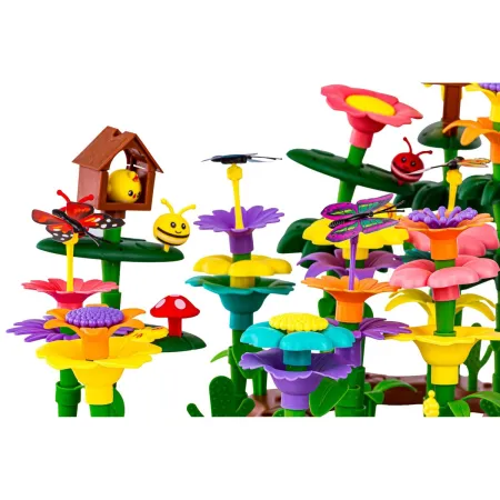 Klocki Konstrukcyjne 322 elementy, Zestaw Do Zbudowania Kwiatowej Kompozycji, Ogród + Kwiatki-1896315