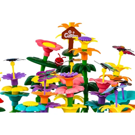 Klocki Konstrukcyjne 322 elementy, Zestaw Do Zbudowania Kwiatowej Kompozycji, Ogród + Kwiatki-1896316