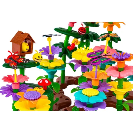 Klocki Konstrukcyjne 322 elementy, Zestaw Do Zbudowania Kwiatowej Kompozycji, Ogród + Kwiatki-1896317