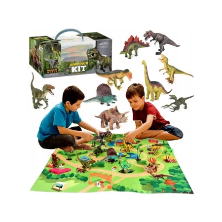 Zestaw Figurek Dinozaurów w kuferku + mata, Dinozaury 9 sztuk-1896409