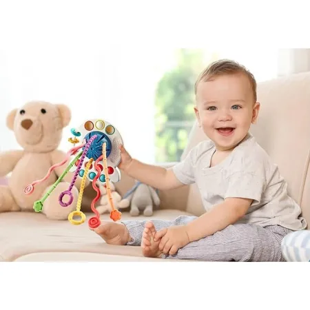 Ośmiornica Sensoryczna wielofunkcyjna zabawka dla dzieci Gryzak 4w1 edukacyjna + akcesoria-1896434