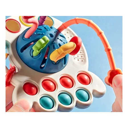 Ośmiornica Sensoryczna wielofunkcyjna zabawka dla dzieci Gryzak 4w1 edukacyjna + akcesoria-1896435