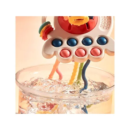 Ośmiornica Sensoryczna wielofunkcyjna zabawka dla dzieci Gryzak 4w1 edukacyjna + akcesoria-1896437