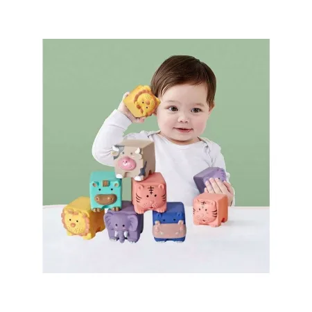 Miękkie Klocki Sensoryczne Zwierzęta 12 sztuk, Edukacyjny zestaw klocków dla malucha-1896737