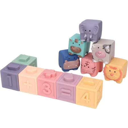 Miękkie Klocki Sensoryczne Zwierzęta, Figury geometryczne, Cyfry 12 sztuk, Edukacyjny zestaw klocków dla malucha-1896