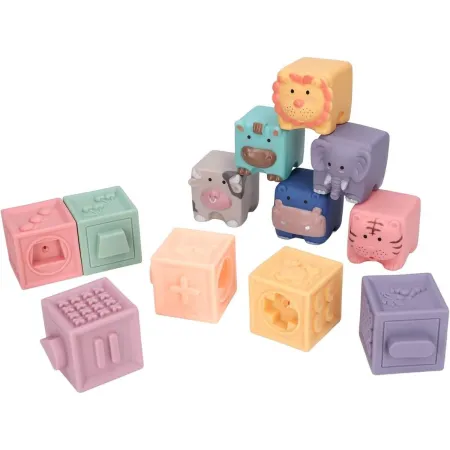 Miękkie Klocki Sensoryczne Zwierzęta, Figury geometryczne, Cyfry 12 sztuk, Edukacyjny zestaw klocków dla malucha-1896