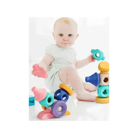 Miękkie Klocki Sensoryczne Figury geometryczne 13 sztuk, Edukacyjny zestaw klocków dla malucha-1896759