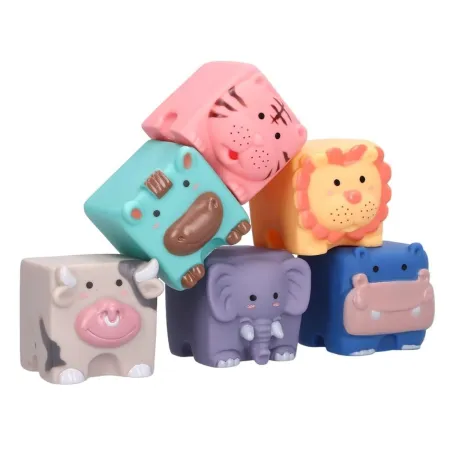 Edukacyjny zestaw klocków dla malucha, Miękkie, Duże Klocki Sensoryczne Zwierzęta 6 sztuk-1896770