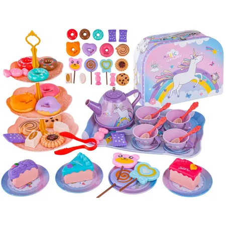 Zestaw kawowy w kuferku, Czajnik, Filiżanki, Słodycze + Akcesoria 48 el.