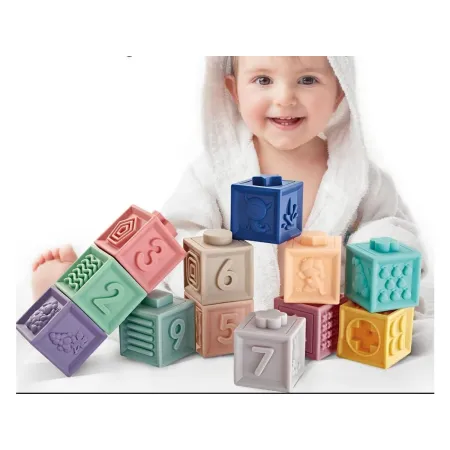Klocki Sensoryczne dla malucha, Miękkie Klocki, Cyferki, Figury geometryczne, Kształty, Wieża 23 sztuki-1896883