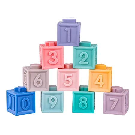 Miękkie Klocki Sensoryczne, Cyferki, Figury geometryczne, Kształty 12 sztuk, Edukacyjny zestaw klocków dla malucha-18