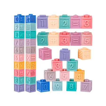 Miękkie Klocki Sensoryczne, Cyferki, Figury geometryczne, Kształty 12 sztuk, Edukacyjny zestaw klocków dla malucha-18