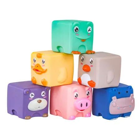 Miękkie Klocki Sensoryczne Zwierzęta 12 sztuk, Edukacyjny zestaw klocków dla malucha-1897448