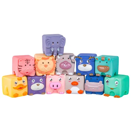 Miękkie Klocki Sensoryczne Zwierzęta 12 sztuk, Edukacyjny zestaw klocków dla malucha-1897449