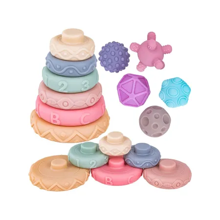 Klocki Sensoryczne dla malucha, Miękkie Klocki, Cyferki, Figury geometryczne, Kształty, Wieża 23 sztuki-1897479